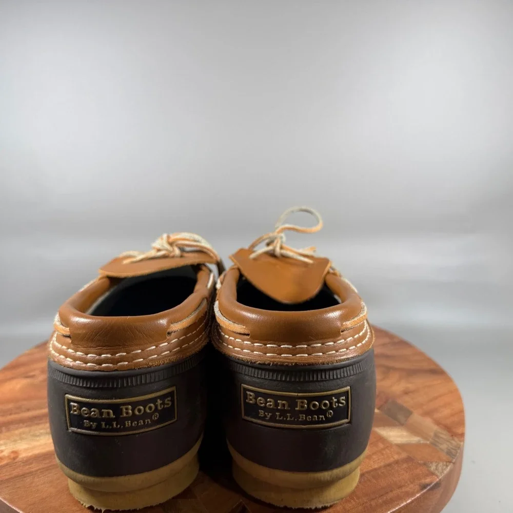 LL Bean Mens 12M Rubber Moc Bean Boots Brown Tan Duck Shoes Made in USA 175061